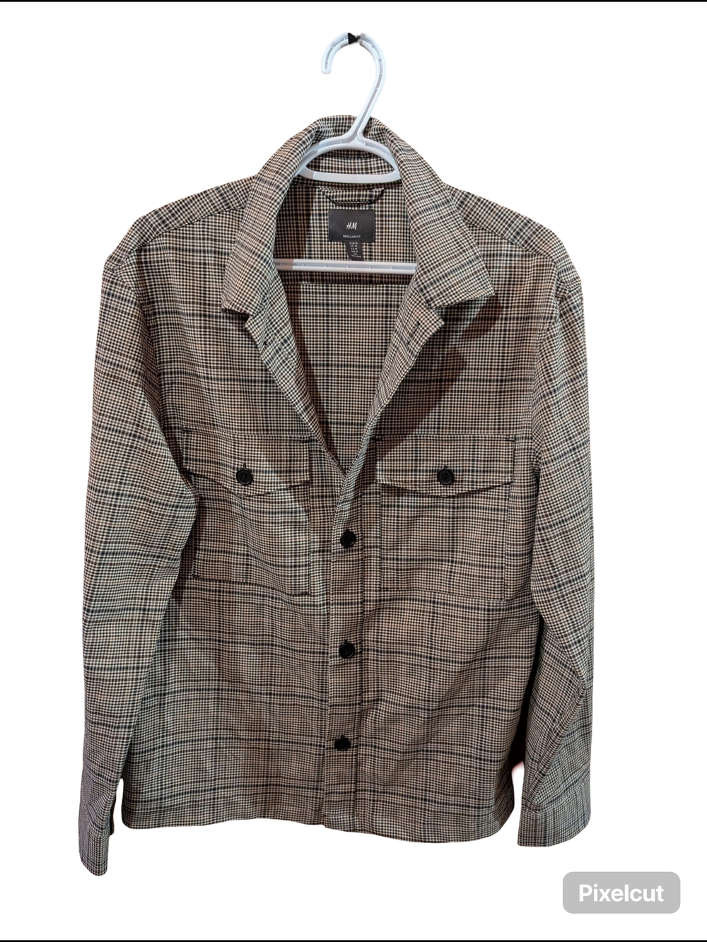 H&M Men's Plaid Button-Up Jacket - Beige/Black